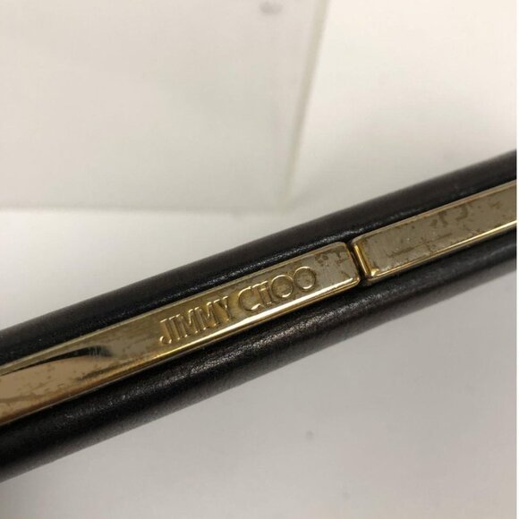 Jimmy Choo Black Leather Clutch – Gold Frame, Large Size, Made in Italy - Picture 10 of 12